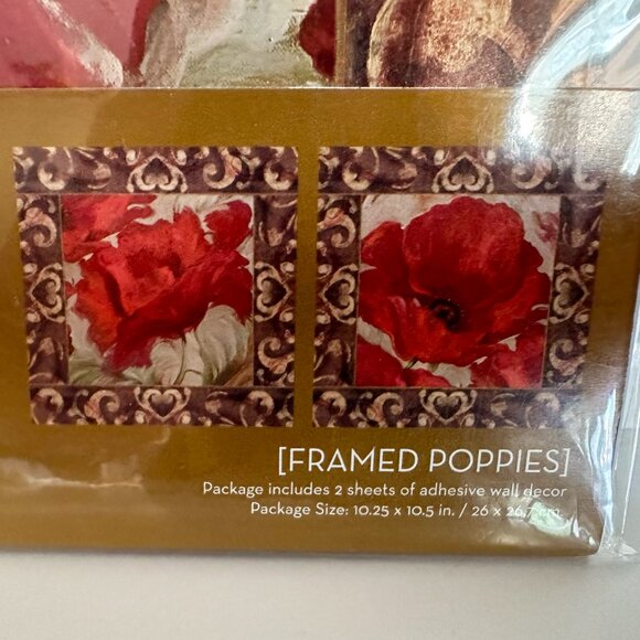 NWT ADD•HERES Framed Red Poppies Peel & Stick Wall Art – 2 Sheets in Pack - Picture 2 of 7
